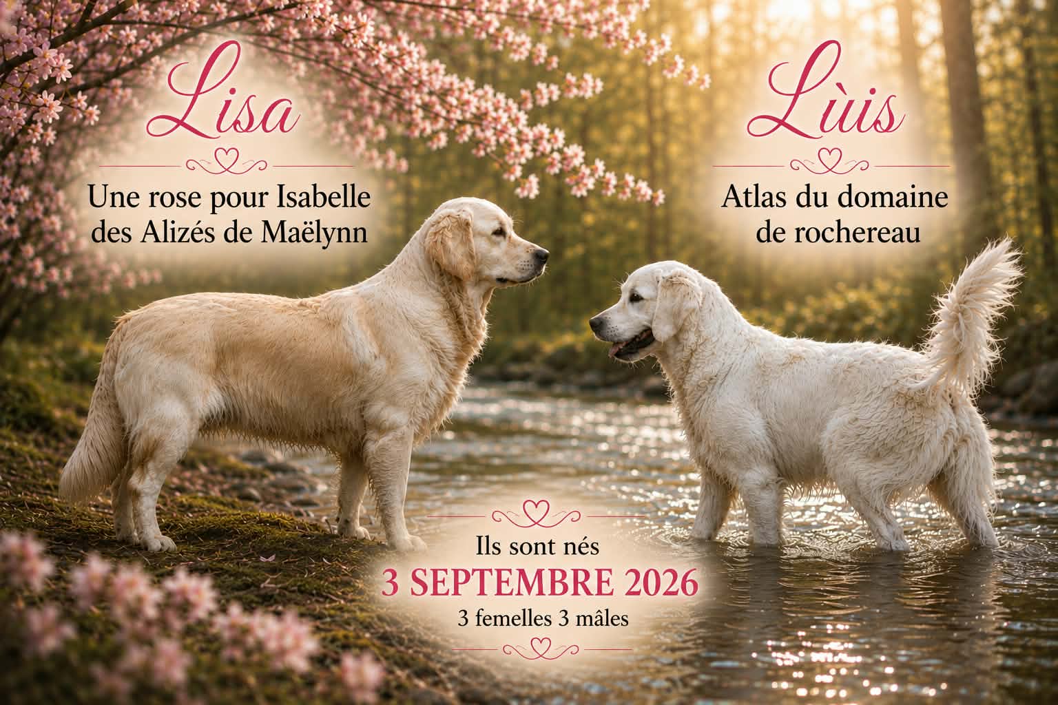 Lisa et Lùis - portée Golden Retriever - Élevage des Alizés de Maëlynn