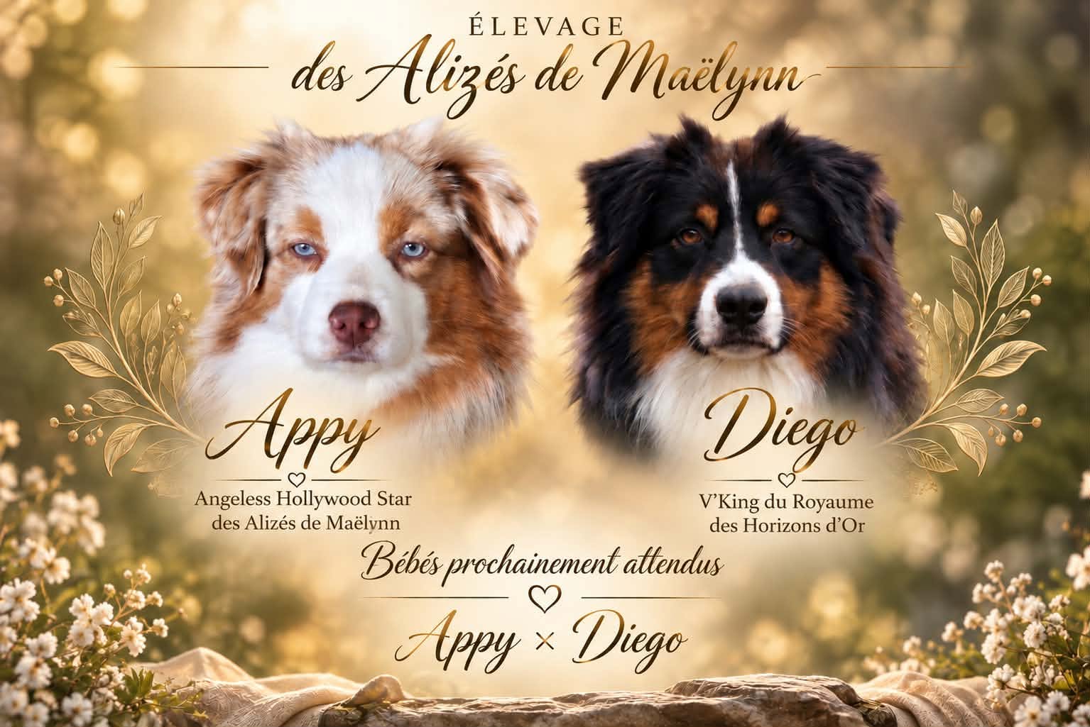 Appy et Diego - portée Berger Américain Miniature - Élevage des Alizés de Maëlynn